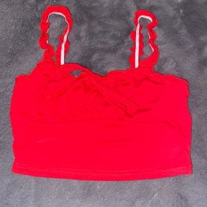 Red cropped tank top